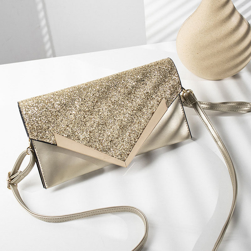 Sequined Women's Envelope Shoulder Bag and Clutch