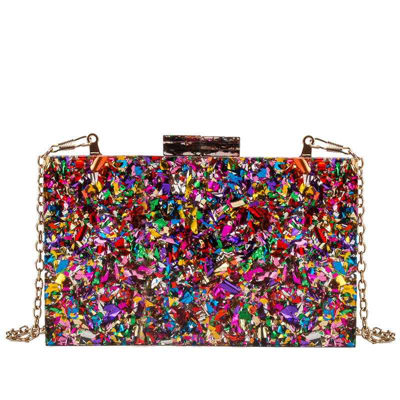 Acrylic Sequin Clutch Bag for Weddings and Parties
