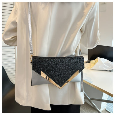 Sequined Women's Envelope Shoulder Bag and Clutch