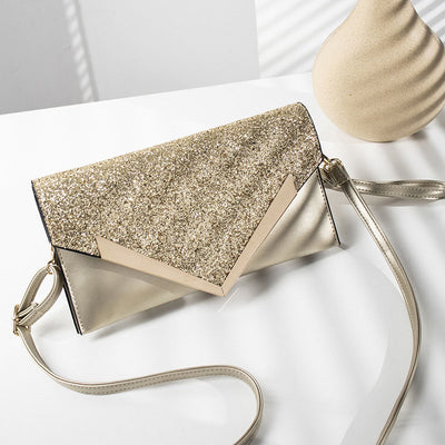 Sequined Women's Envelope Shoulder Bag and Clutch