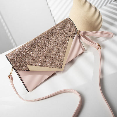 Sequined Women's Envelope Shoulder Bag and Clutch