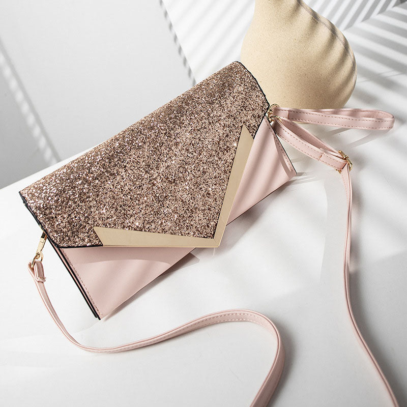 Sequined Women's Envelope Shoulder Bag and Clutch