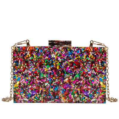 Acrylic Sequin Clutch Bag for Weddings and Parties